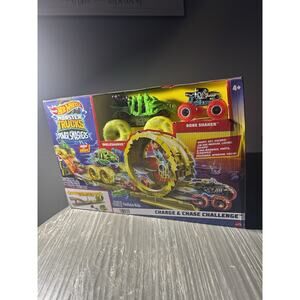 New Hot Wheels Monster Trucks Glow-in-Dark Epic Loop Challenge Playset Toys Kids
